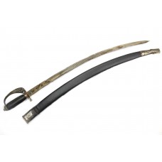 Sword steel blade wood handle black leather sheath 39 inch P 425